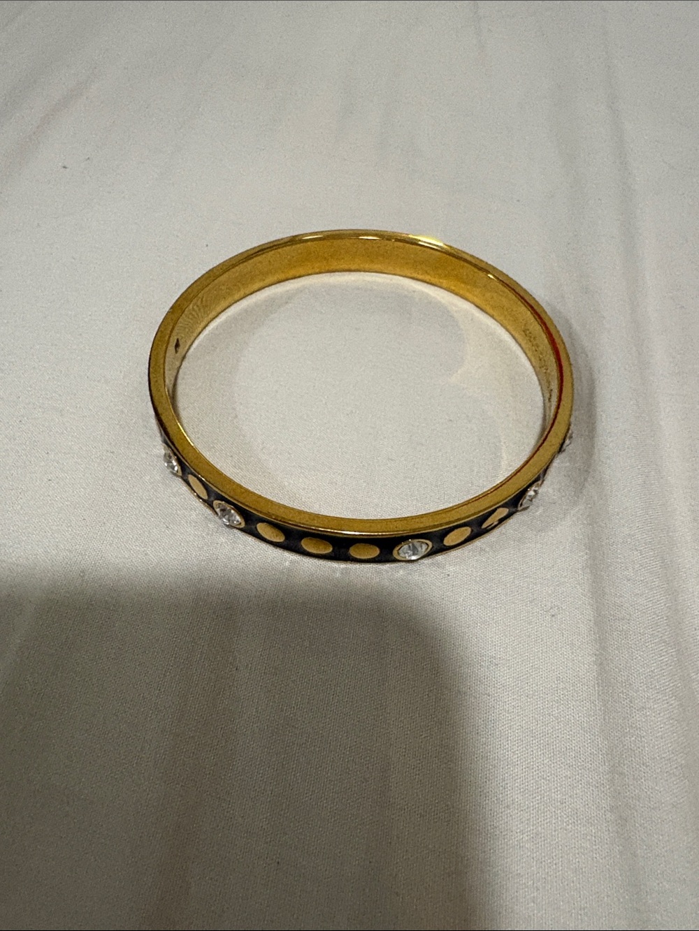 kate spade Gold-Tone Black Enamel Bangle with Crystal Accents